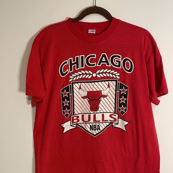 VTG Sportswear 90s Chicago Bulls Tee Single Stitch T-Shirt Med Red 80 Basketball - Picture 3 of 16